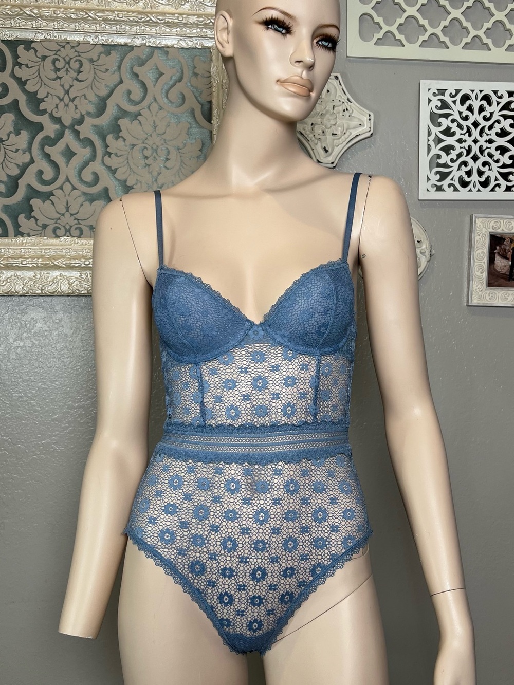 Victoria Secret Blue Lace Bodysuit Teddy - Women's Intimates - Picture 3 of 8